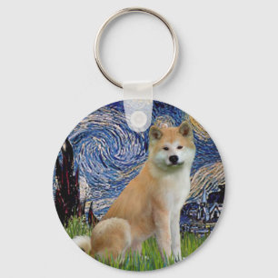 Starry Night - Akita Inu Key Ring