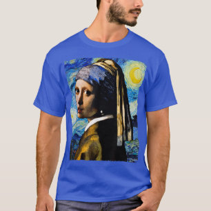 Starry Night and Girl With a Pearl Earring Van Gog T-Shirt