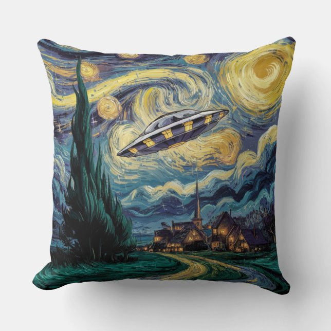 Starry Night and UFO Cushion (Front)