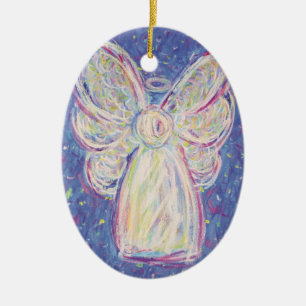 Starry Night Angel Art Holiday Ornaments