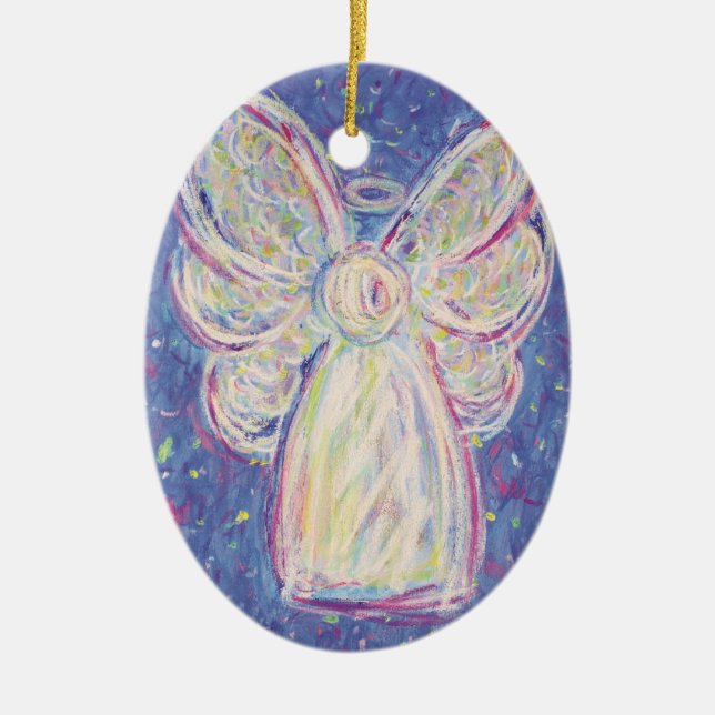 Starry Night Angel Art Holiday Ornaments (Front)