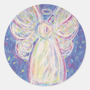 Starry Night Angel Classic Round Sticker