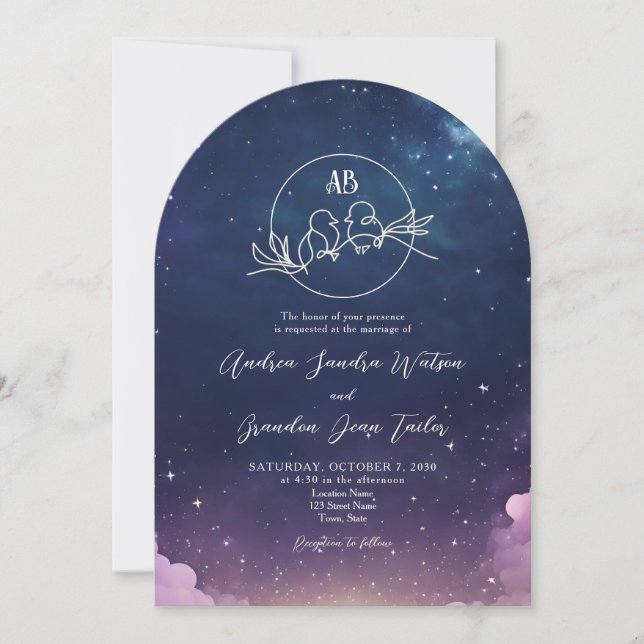 Starry Night Arch Wedding  Invitation (Front)