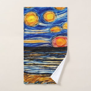 Starry Night at the Beach Hand Towel