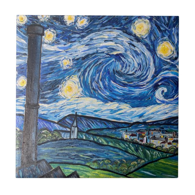 Starry Night Belmont Lancashire  Tile (Front)
