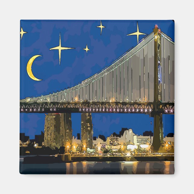 Starry Night Ben Franklin Bridge Magnet (Front)