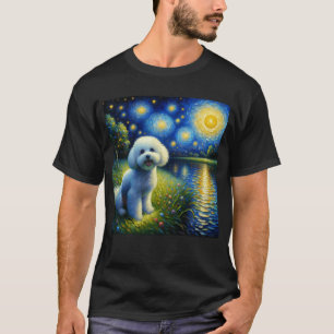 Starry Night Bichon Frise Dog Van Gogh Lover T-Shirt
