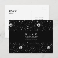 Starry Night Black and Silver Wedding RSVP