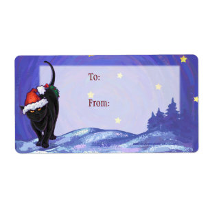 Starry Night Black Cat Christmas