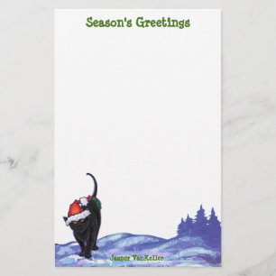 Starry Night Black Cat Christmas Stationery