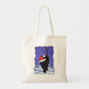 Starry Night Black Cat Christmas Tote Bag