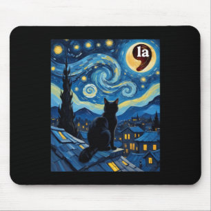 Starry Night Black Cat Comma La Kamala Harris 1 Mouse Pad