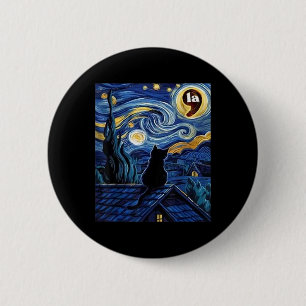 Starry Night Black Cat Comma La Kamala Harris 2 6 Cm Round Badge