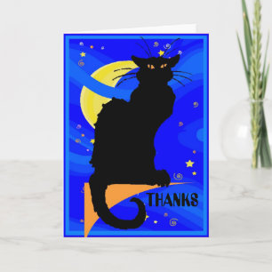 Starry Night Black Cat THANKS Card