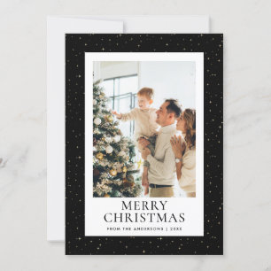 Starry Night Black Photo Merry Christmas Holiday Card