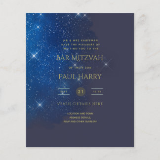 Starry Night Blue Bar Bat Mitzvah Invitations Flyer