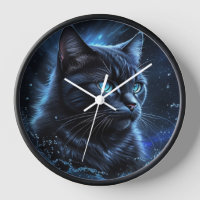 Starry Night Blue Black Cat Splash Art