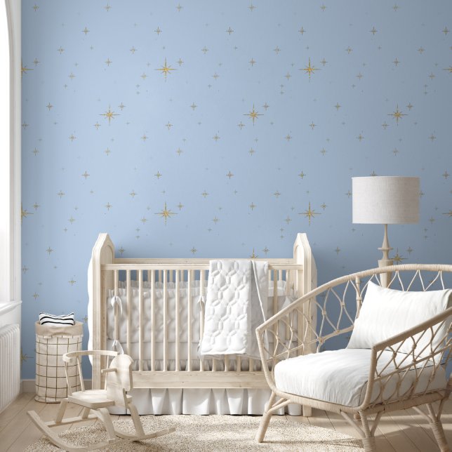 Starry Night  - Blue Peel & Stick Wallpaper (Kids)