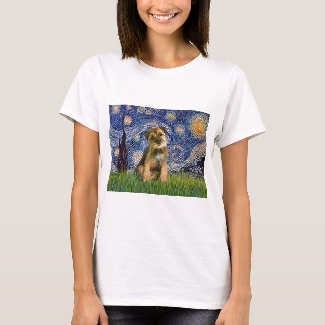 Starry Night - Border Terrier #1 T-Shirt (Front)