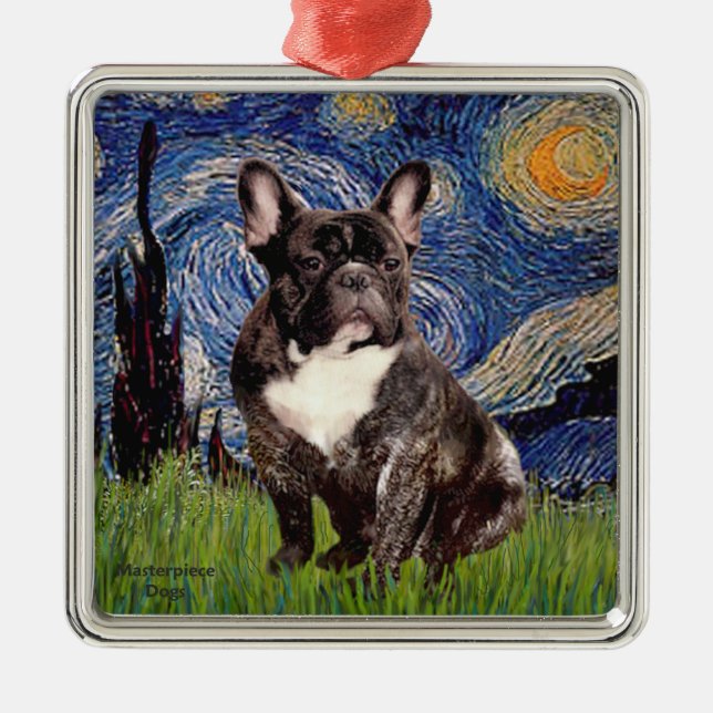 Starry Night - Brindle French Bulldog Metal Tree Decoration (Front)