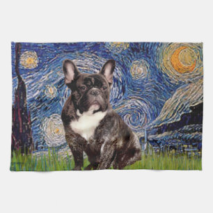 Starry Night - Brindle French Bulldog Tea Towel