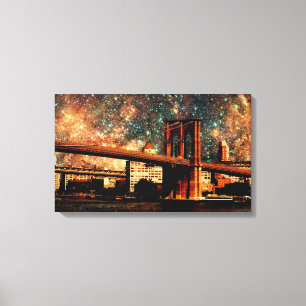 Starry Night Brookyn Bridge Wrapped Canvas