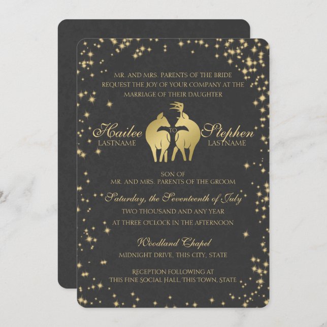 Starry Night Buck and Doe Invitation (Front/Back)