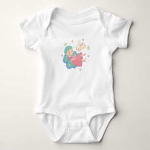 Starry Night Bunny & Girl Illustration Baby Bodysuit