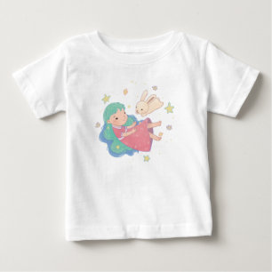 Starry Night Bunny & Girl Illustration Baby T-Shirt