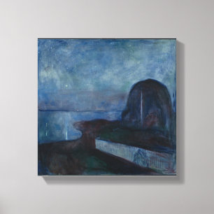 Starry night by Edvard MUNCH,symbolist painter Canvas Print
