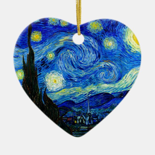 Starry Night by Van Gogh Ceramic Tree Decoration (Front)