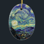 Starry Night by van Gogh Ceramic Tree Decoration<br><div class="desc">Van Gogh was obsessed by the symbolism of luminous objects and of colour. The lamp was a symbol of calm and security. The star symbolised faith,  and gaslight,  human realities. Deep ultramarine blue was infinity,  while red and green expressed "those terrible things,  men's passions.</div>