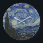 "Starry Night" by Van Gogh Large Clock<br><div class="desc">This design features a very high resolution unaltered and unedited reproduction of Van Gogh's famous "Starry Night" painting.</div>