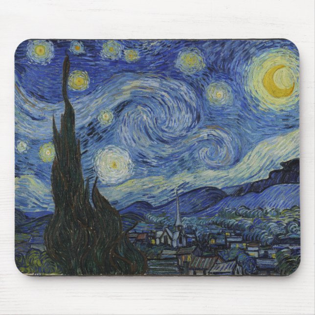 "Starry Night" by Van Gogh Mouse Pad (Front)