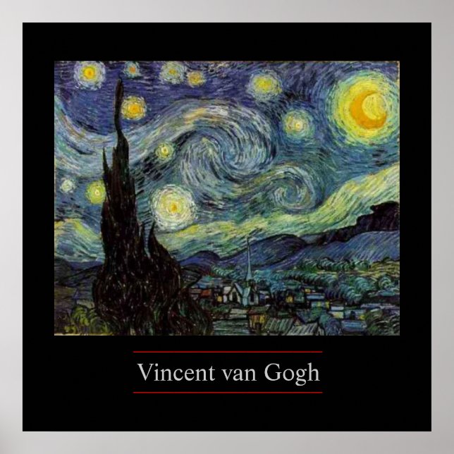 Starry Night by van Gogh Post-Impressionist Poster (Front)