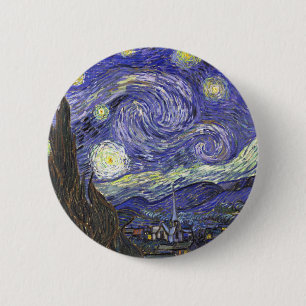 Starry Night by Van Gogh round button