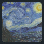 "Starry Night" by Van Gogh Square Sticker<br><div class="desc">This design features a very high resolution unaltered and unedited reproduction of Van Gogh's famous "Starry Night" painting.</div>