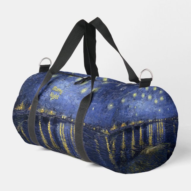 Starry Night by van Gogh w/out your text  Duffle Bag (Left Corner)