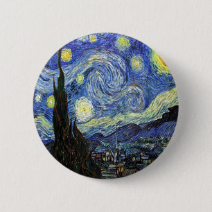 Starry Night By Vincent Van Gogh 1889 6 Cm Round Badge