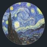 Starry Night By Vincent Van Gogh 1889 Classic Round Sticker<br><div class="desc">To the best of my knowledge these images are in public domain and believed to be free to use without restriction in the US. 
 Please contact me if you discover that any of these images are not in Public Domain.</div>