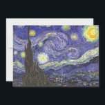 Starry Night by Vincent van Gogh Announcement<br><div class="desc">Starry Night by Vincent van Gogh is a vintage fine art post impressionism landscape cityscape painting featuring a view of Saint Remy, France from van Gogh's asylum. The night sky is swirling with clouds with a bright crescent moon and shining stars over the quaint village. Starry Night is probably van...</div>