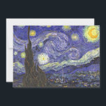 Starry Night by Vincent van Gogh Announcement<br><div class="desc">Starry Night by Vincent van Gogh is a vintage fine art post impressionism landscape cityscape painting featuring a view of Saint Remy, France from van Gogh's asylum. The night sky is swirling with clouds with a bright crescent moon and shining stars over the quaint village. Starry Night is probably van...</div>
