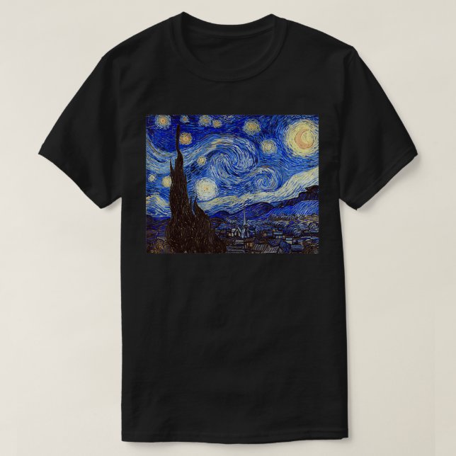 Starry Night by Vincent van Gogh   Famous Art Pain T-Shirt (Design Front)