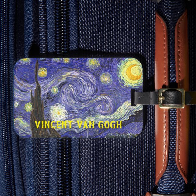 Starry Night by Vincent van Gogh Luggage Tag (Front Insitu 4)
