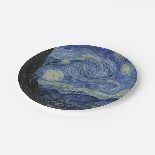 Starry Night by Vincent Van Gogh Paper Plate (Angled)