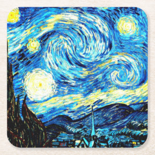 Starry Night by Vincent van Gogh Square Paper Coaster