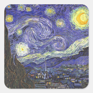 Starry Night by Vincent van Gogh Square Sticker