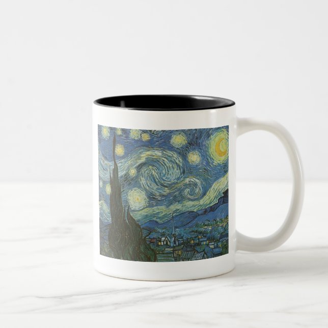 Starry Night by Vincent Van Gogh Two-Tone Coffee Mug (Right)