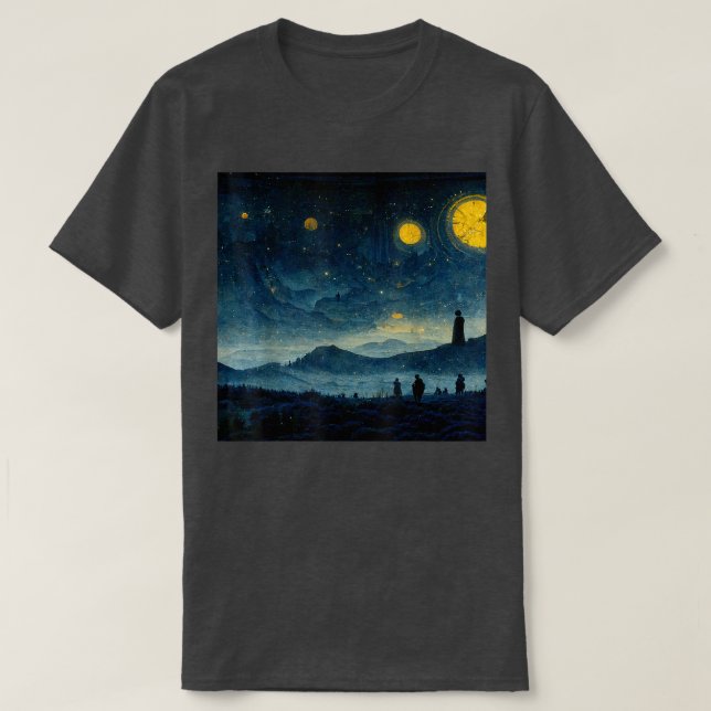 Starry Night Caspar David Friedrich  T-Shirt (Design Front)