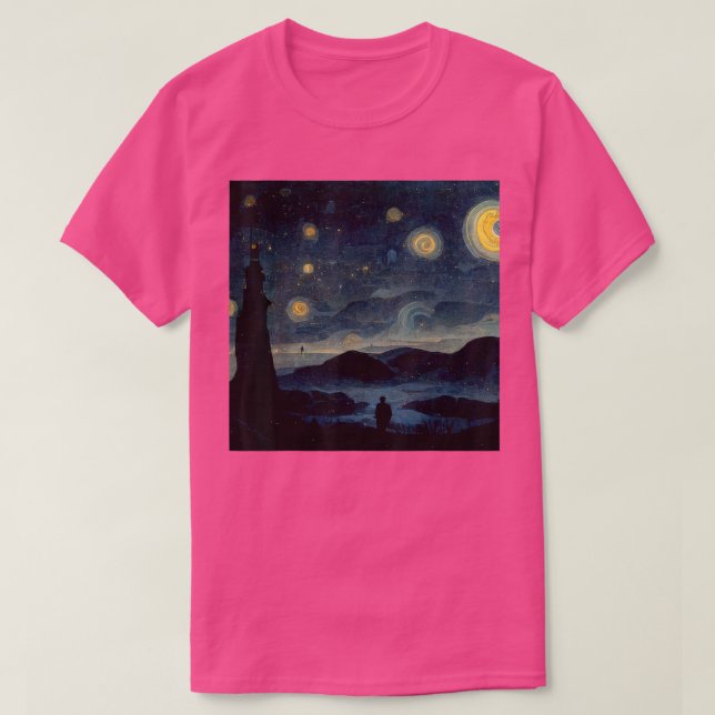 Starry Night Caspar David Friedrich T-Shirt (Design Front)